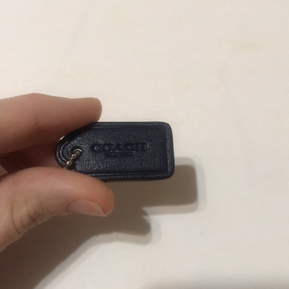 Coach Leather Bag Charm Replacement Logo Dog Tag Ball Chain Navy Blue Mini Small - Picture 3 of 12